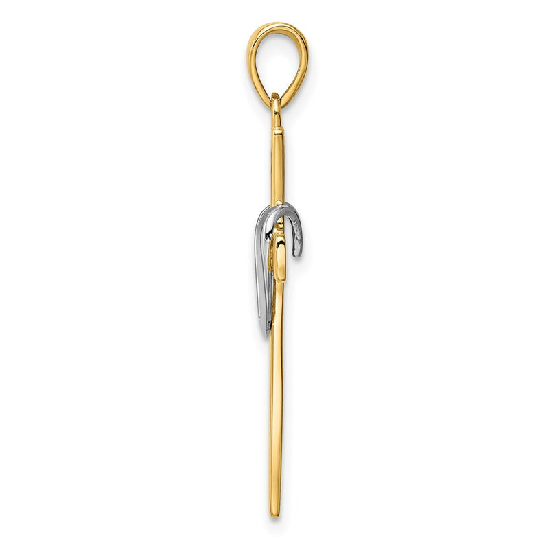 14k Yellow & Rhodium Gold w/Rhodium Polished Heart Cross Pendant
