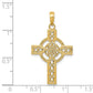 14k Yellow Gold Diamond-cut Celtic Cross Pendant