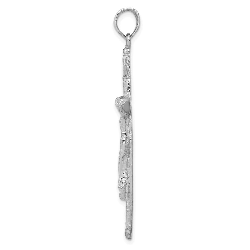 14k White Gold INRI Crucifix Pendant