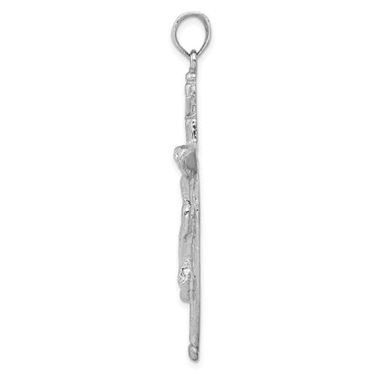 14k White Gold INRI Crucifix Pendant