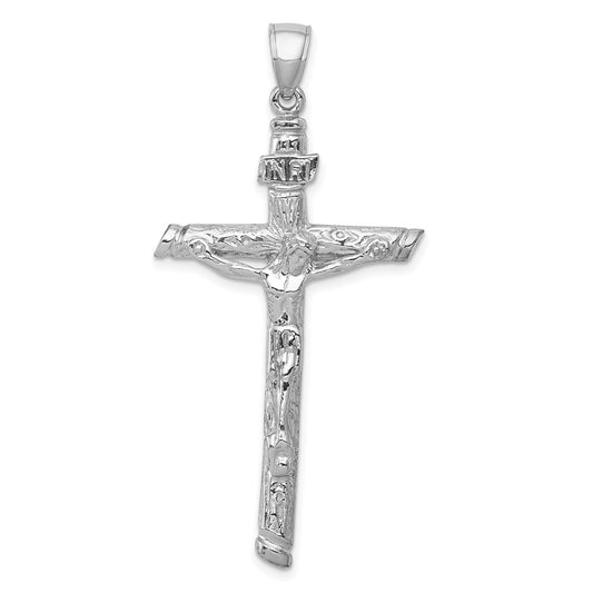 14k White Gold INRI Crucifix Pendant