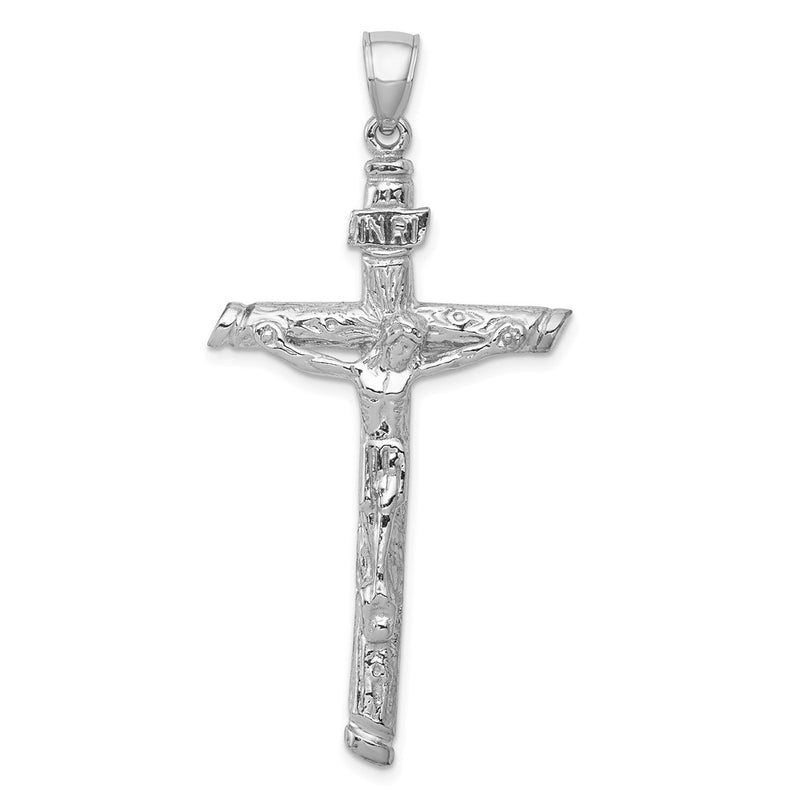 14k White Gold INRI Crucifix Pendant