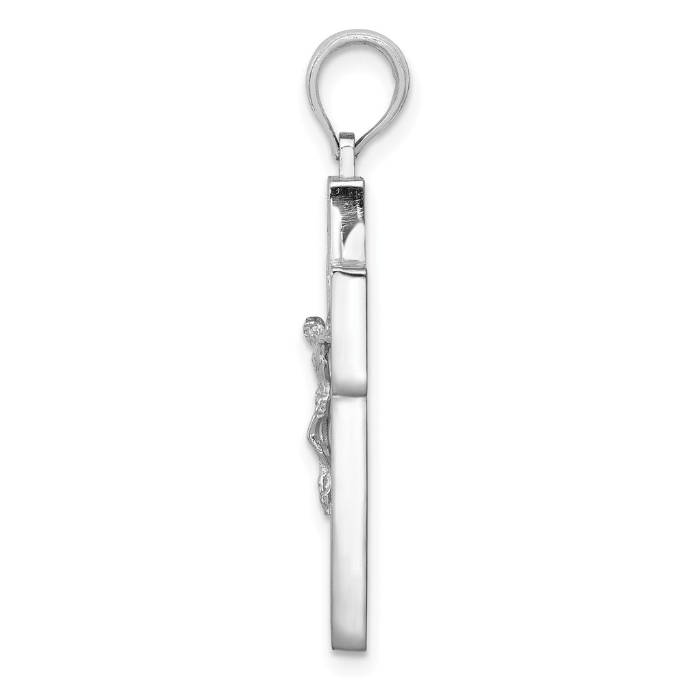 14k White Gold Polished Crucifix Pendant