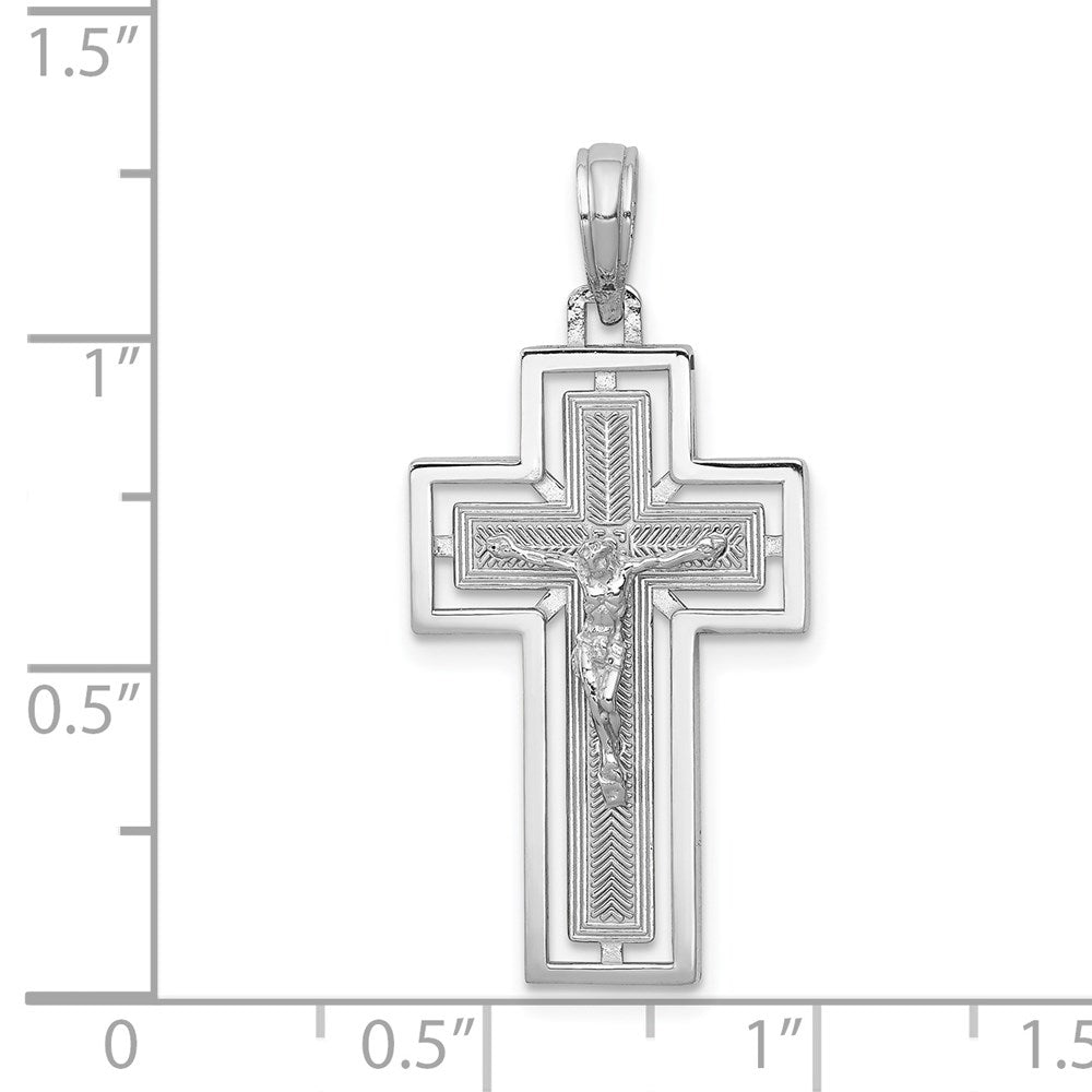 14k White Gold Polished Crucifix Pendant