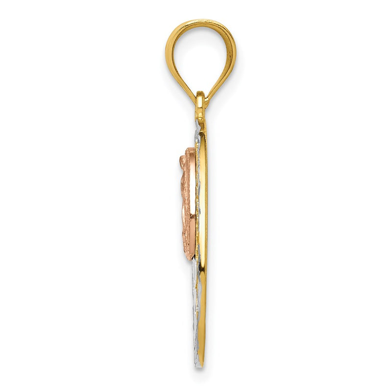 14k Two-tone Gold w/White Rhodium Lady Guadalupe 15 Pendant