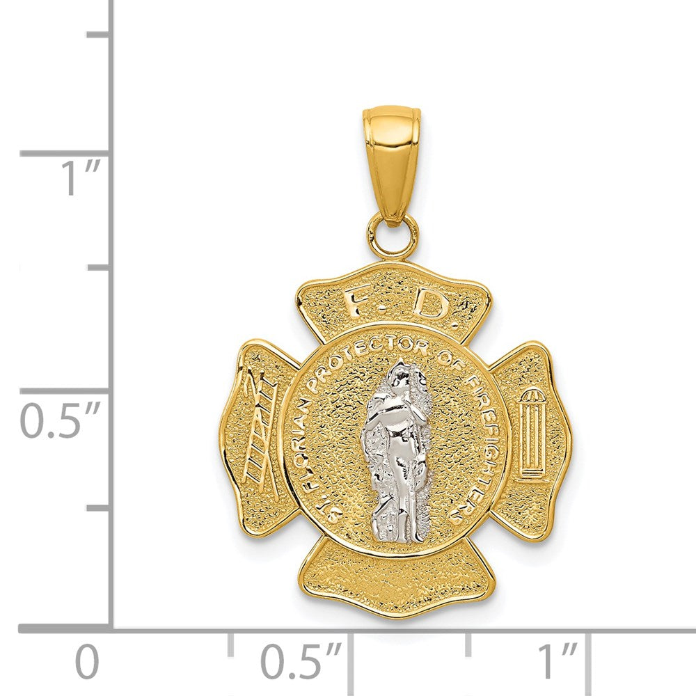 14k Two-tone Gold Saint Florian Medal Pendant