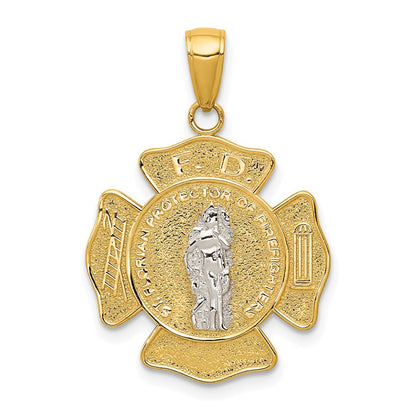 14k Two-tone Gold Saint Florian Medal Pendant