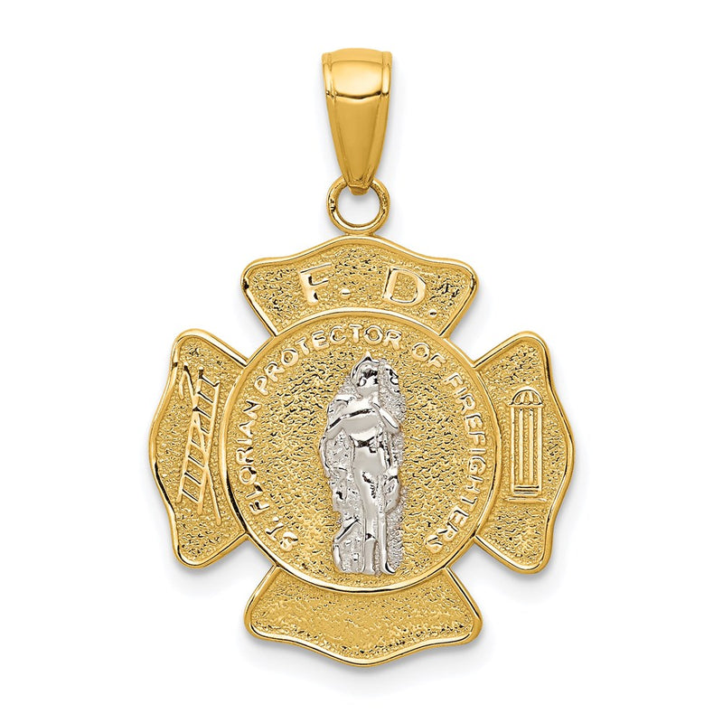 14k Two-tone Gold Saint Florian Medal Pendant