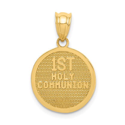 14k Yellow Gold Reversible Cross & 1st Holy Communion Charm