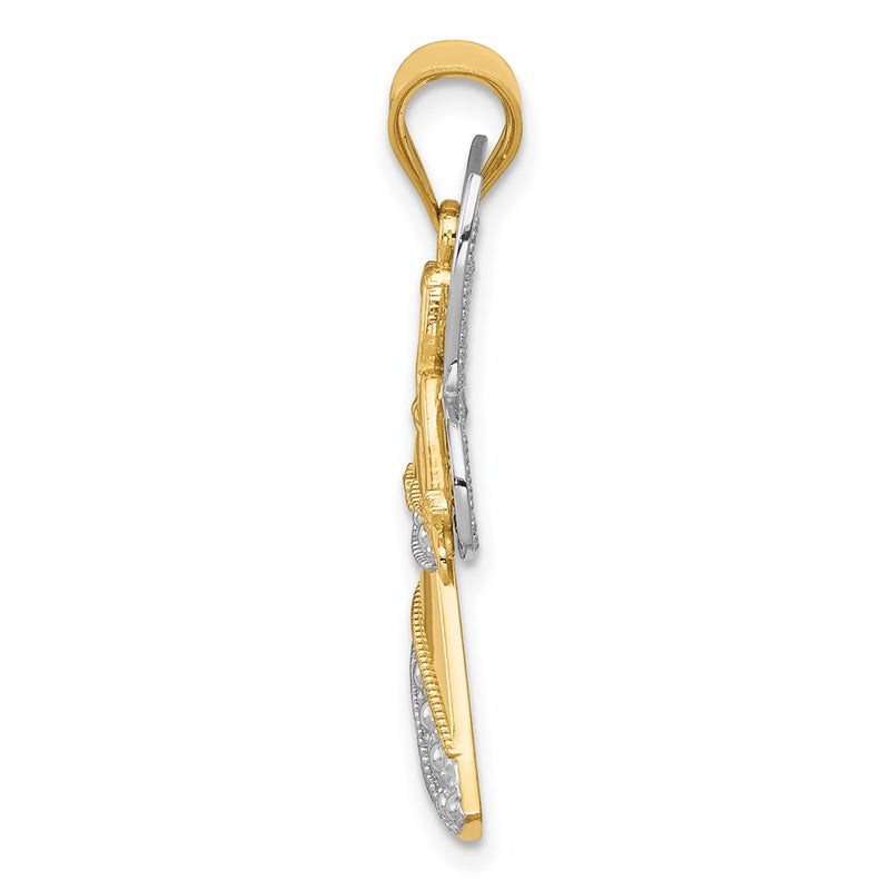14k Two-tone GoldTwo-tone Gold W/Rhodium Angel Pendant