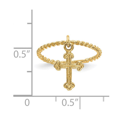 14K Yellow Gold Cross Dangle Twisted Band Child's Ring