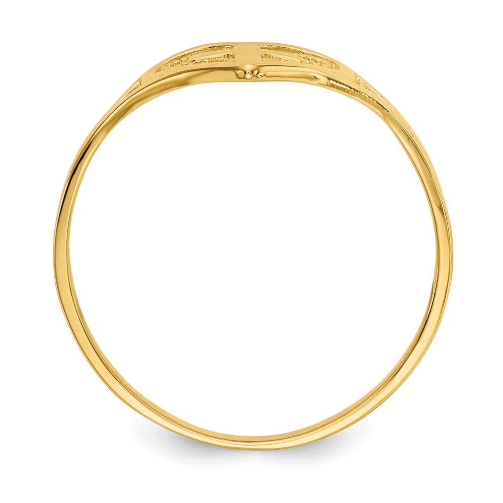 14K Yellow Gold Polished Heart w/ Cross Ring