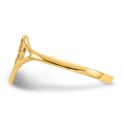 14K Yellow Gold Polished Heart w/ Cross Ring
