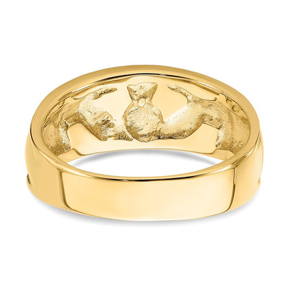 14K Yellow Gold Polished Claddagh Band