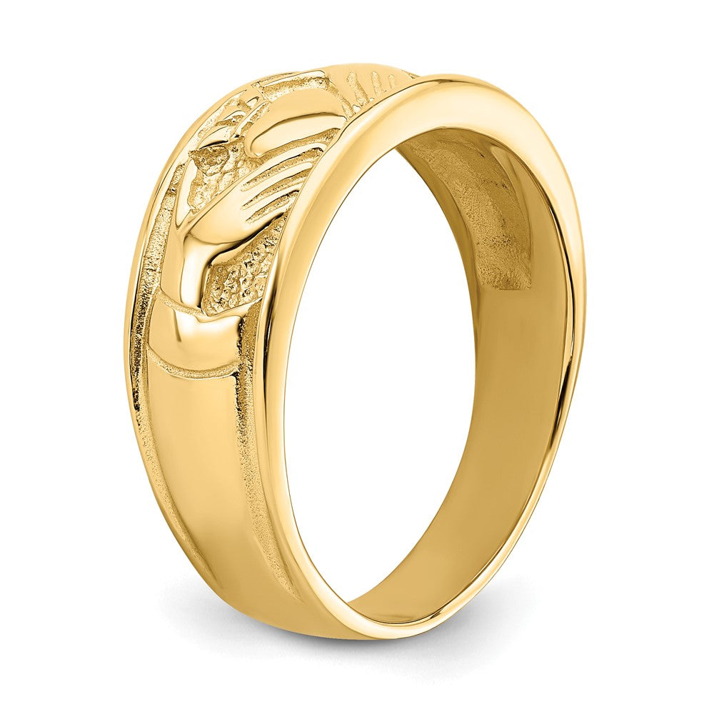 14K Yellow Gold Polished Claddagh Band