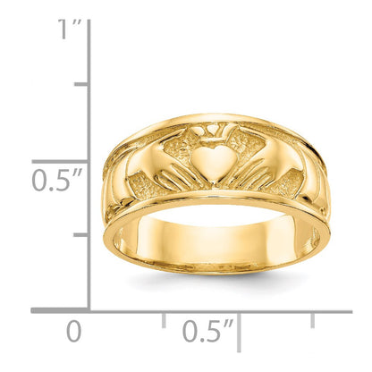 14K Yellow Gold Polished Claddagh Band