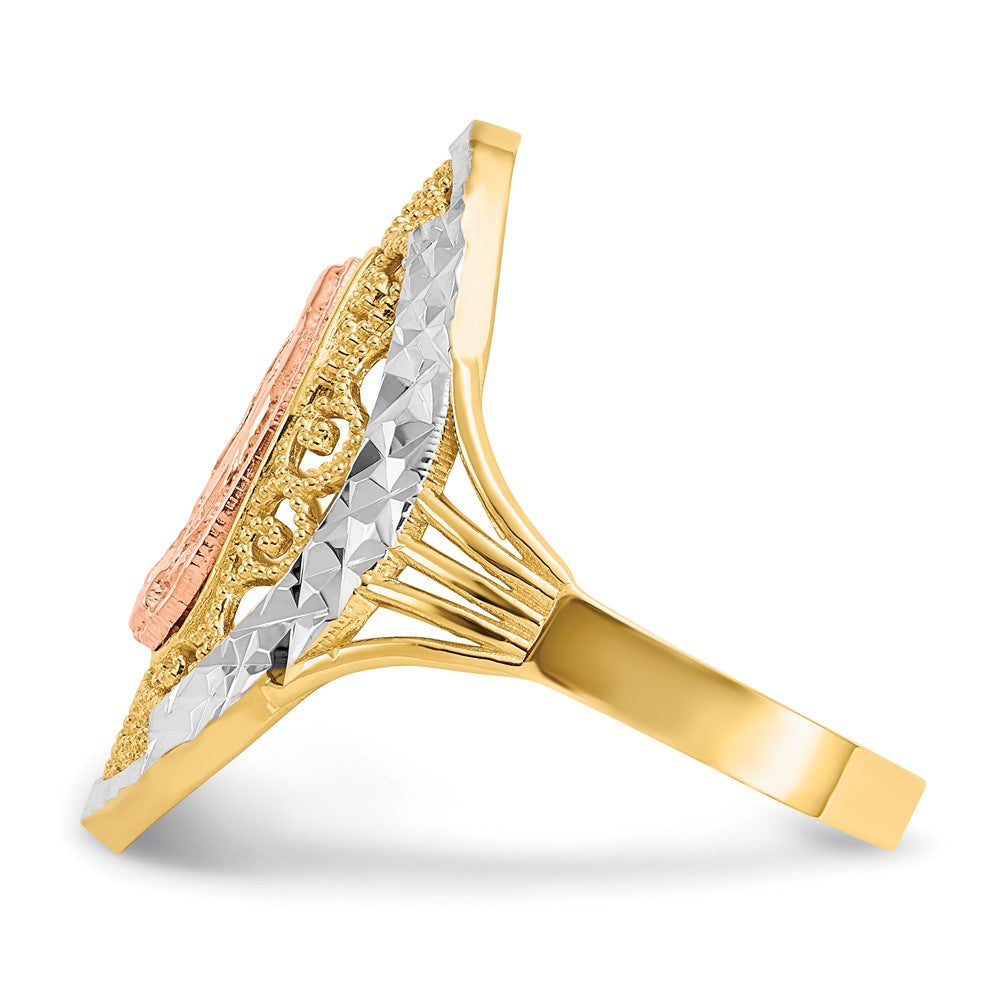 14k Two-tone Gold w/White Rhodium Filigree Guadalupe Ring