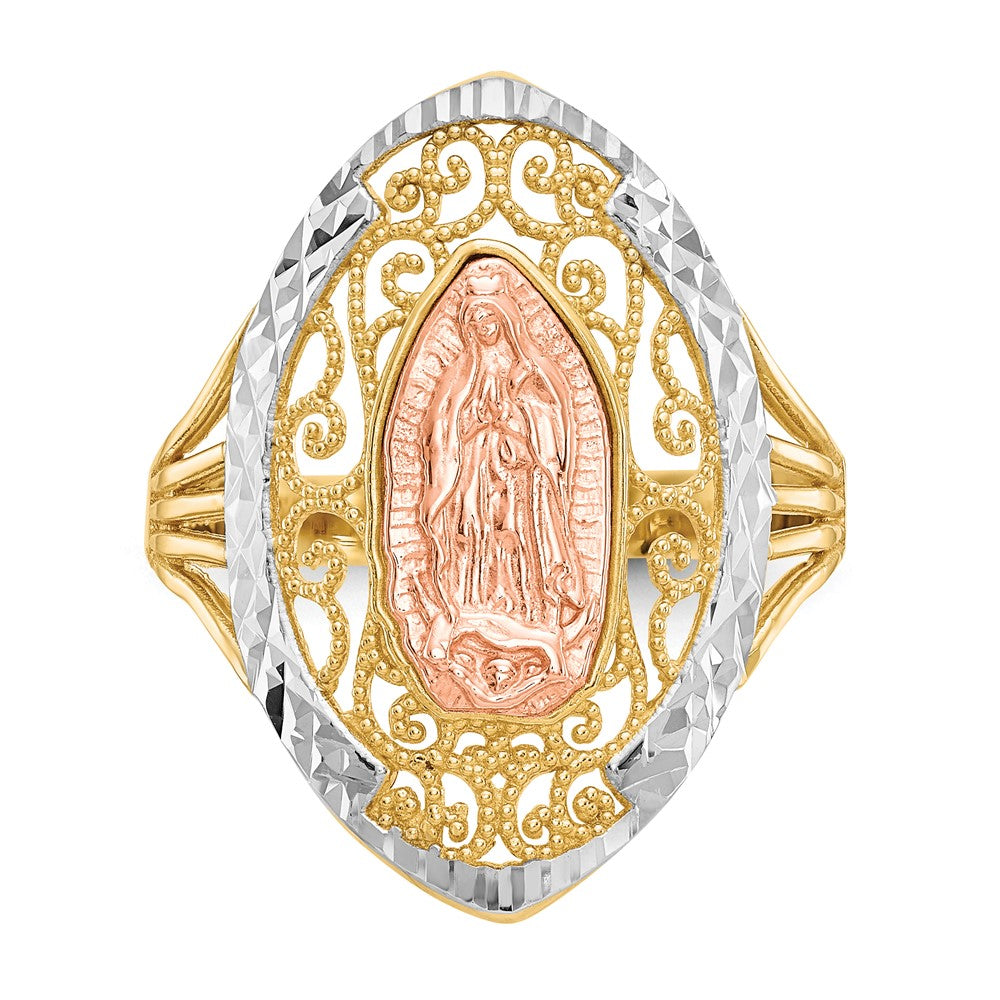 14k Two-tone Gold w/White Rhodium Filigree Guadalupe Ring