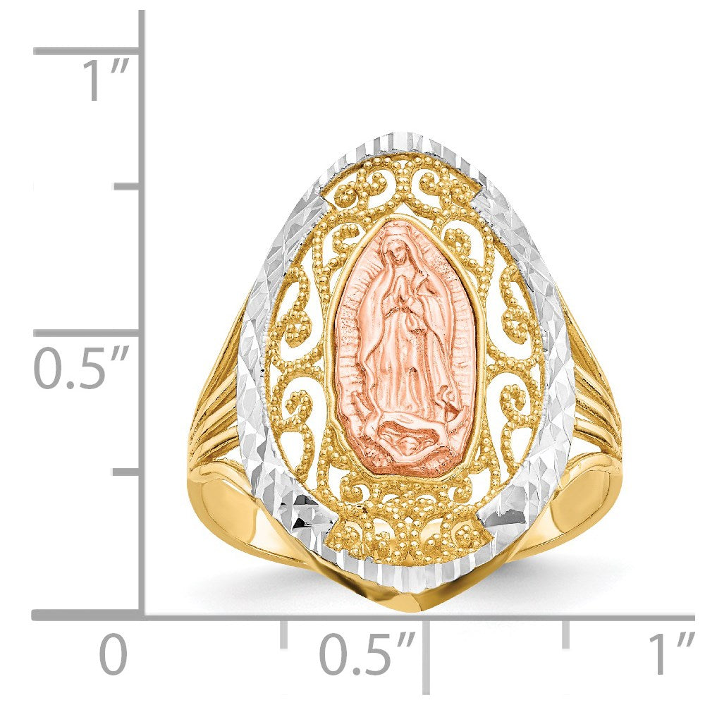 14k Two-tone Gold w/White Rhodium Filigree Guadalupe Ring