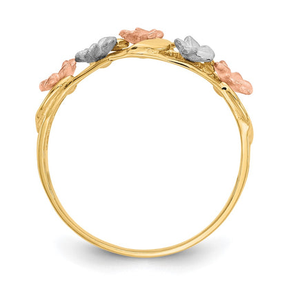 14k Tri-color Gold Plumeria Ring