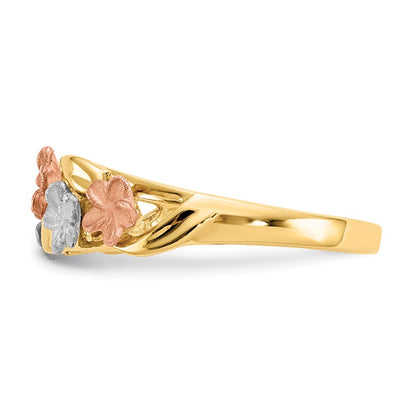 14k Tri-color Gold Plumeria Ring