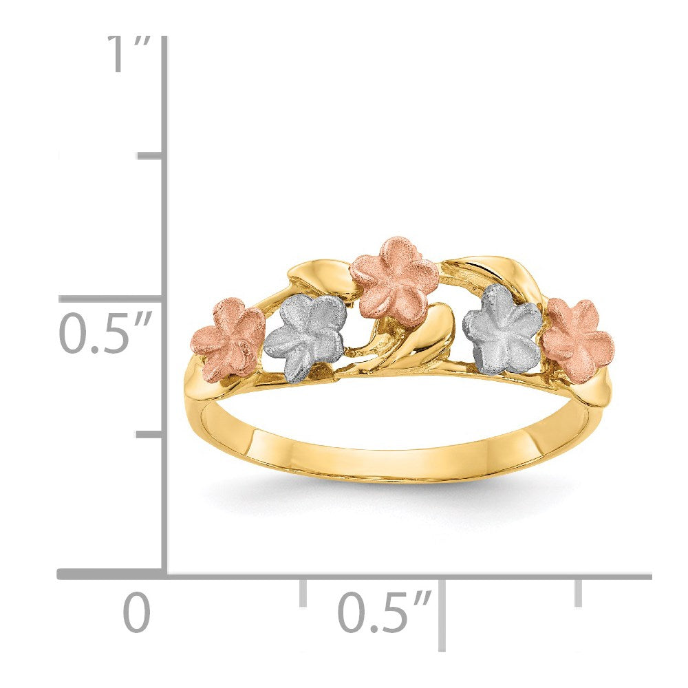 14k Tri-color Gold Plumeria Ring