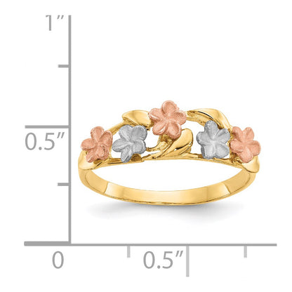 14k Tri-color Gold Plumeria Ring