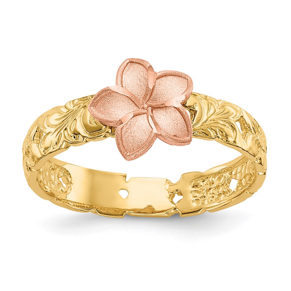 14k Two-tone Gold Two Tone Plumeria Baby Ring (Comes in size 3 only)