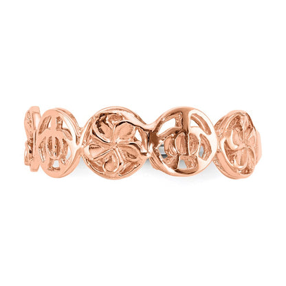14K Rose Gold Plumeria Flower & Turtle Ring