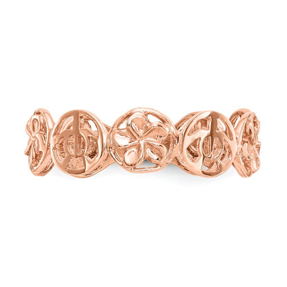14K Rose Gold Plumeria Flower & Turtle Ring