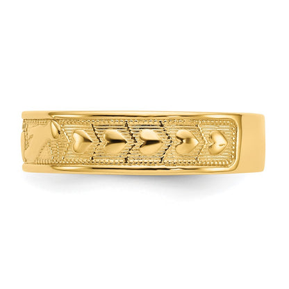 14K Yellow Gold Polished Claddagh Band