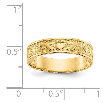 14K Yellow Gold Polished Claddagh Band