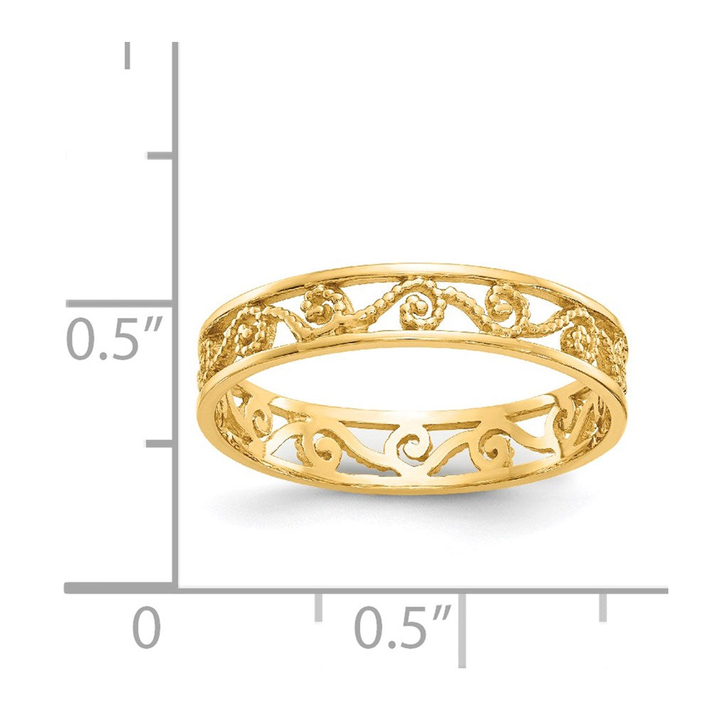 14K Yellow Gold Polished/Textured Ring