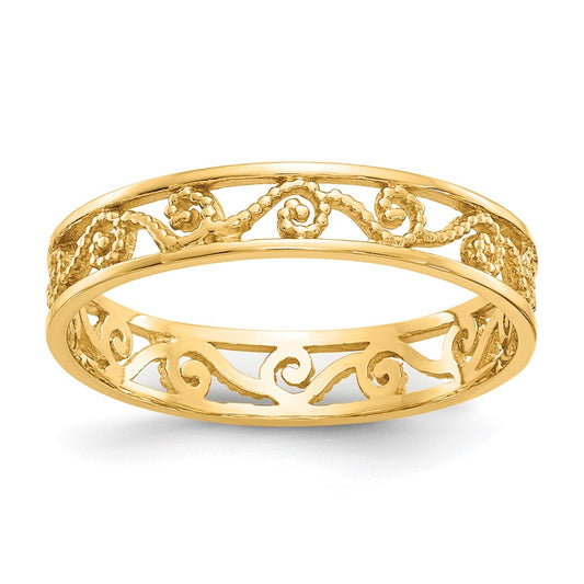 14K Yellow Gold Polished/Textured Ring