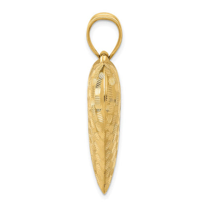 14k Yellow Gold Polished Basket Weave Pattern 3-D Heart Pendant