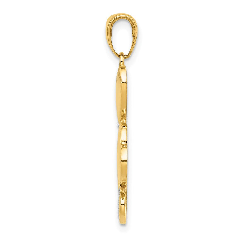 14k Yellow & Rhodium Gold and White Rhodium Polished Hearts Pendant