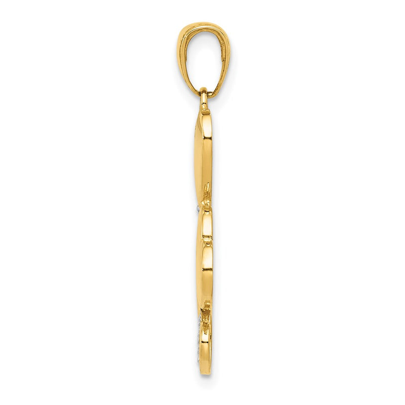 14k Yellow & Rhodium Gold and White Rhodium Polished Hearts Pendant