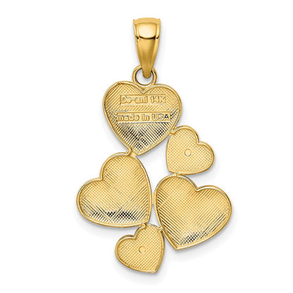 14k Yellow & Rhodium Gold and White Rhodium Polished Hearts Pendant