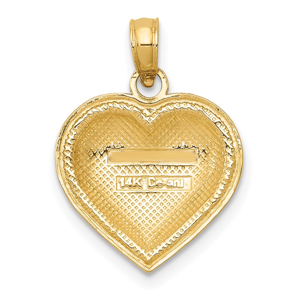14k Yellow Gold Polished Domed Heart Pendant