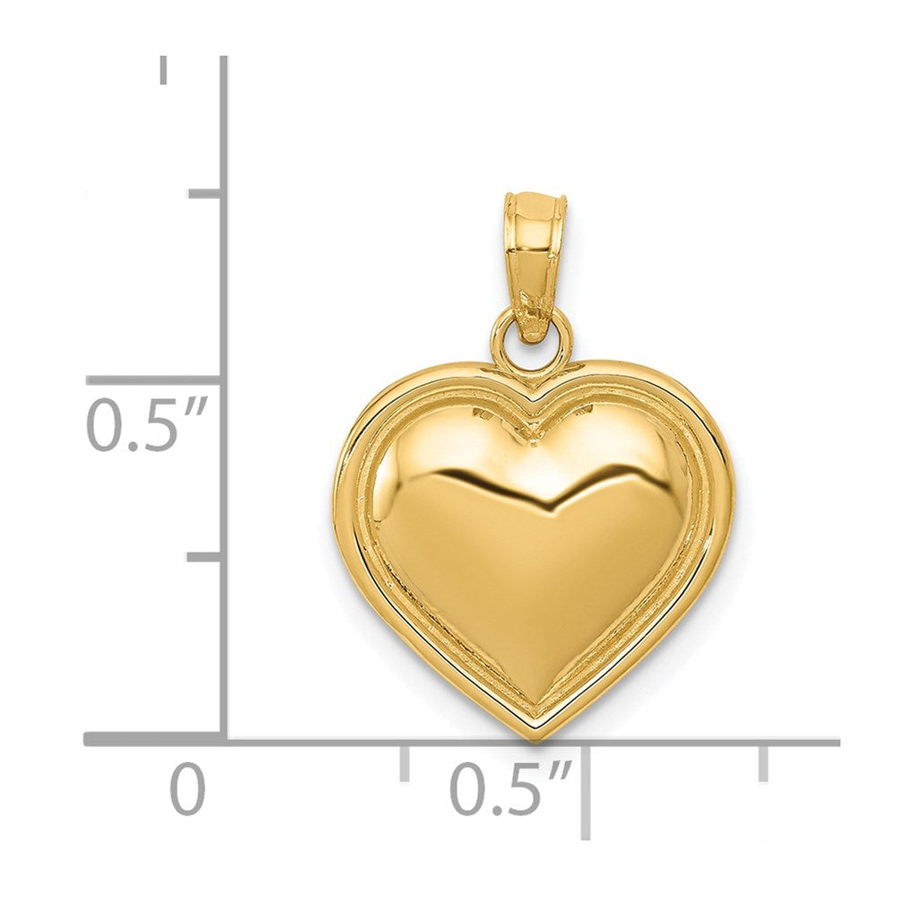 14k Yellow Gold Polished Domed Heart Pendant