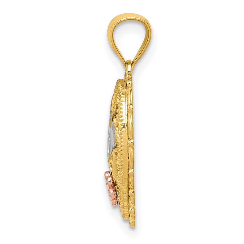 14k Tri-Color Gold Polished #1 MOM Shadowbox Pendant