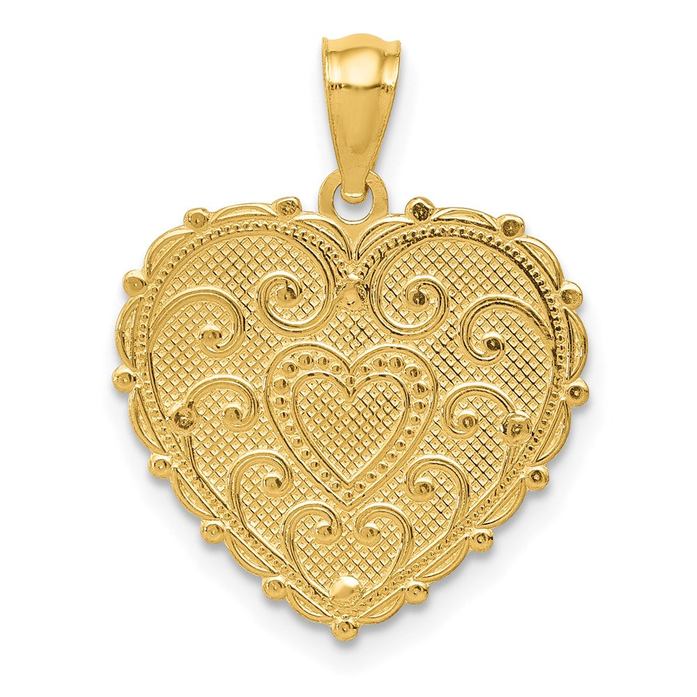 14k Tri-Color Gold Polished #1 MOM Shadowbox Pendant
