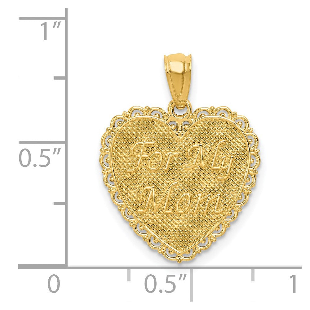 14k Yellow Gold Gold Reversible FOR MY MOM/ Thanks For Everything Pendant