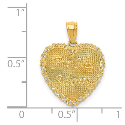 14k Yellow Gold Gold Reversible FOR MY MOM/ Thanks For Everything Pendant