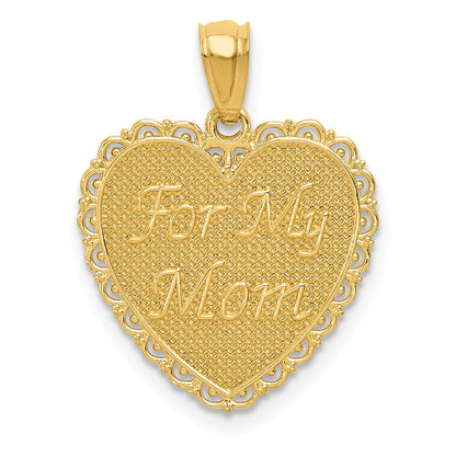 14k Yellow Gold Gold Reversible FOR MY MOM/ Thanks For Everything Pendant