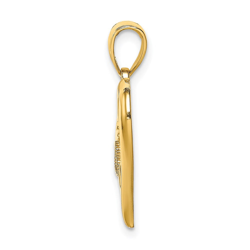 14k Yellow Gold Polished MOM Heart Pendant