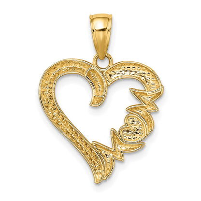 14k Yellow Gold Polished MOM Heart Pendant