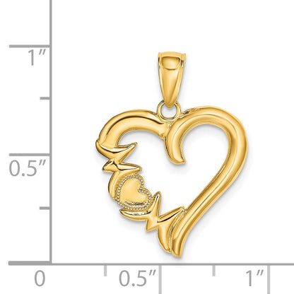 14k Yellow Gold Polished MOM Heart Pendant