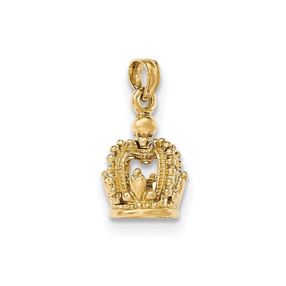 14k Yellow Gold 3-D Crown Pendant