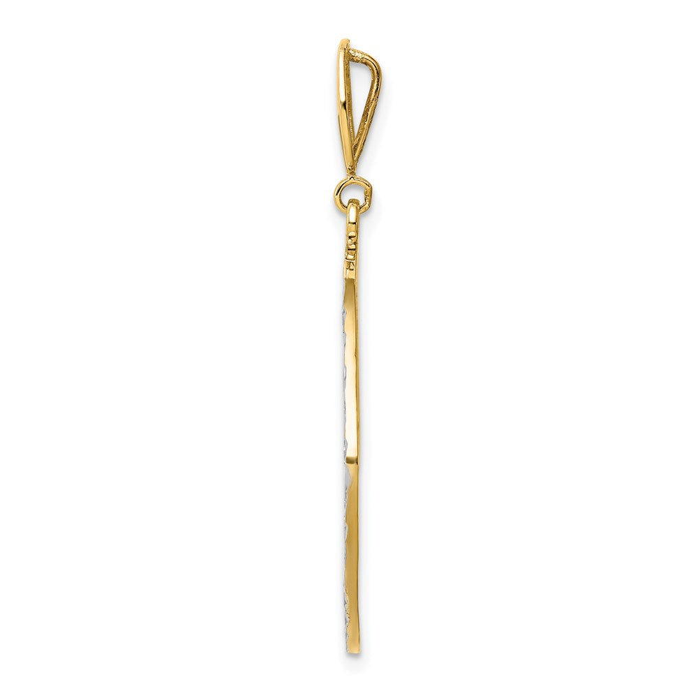 14k Yellow & Rhodium Gold & Rhodium Fleur De Lis Pendant